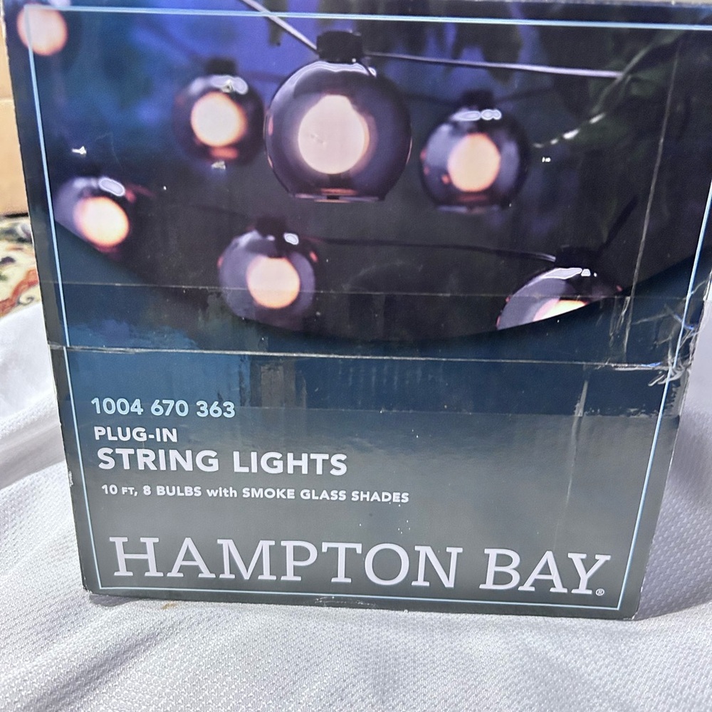 Hampton Bay Smoke Glass Plug-In String Lights - Black Shades